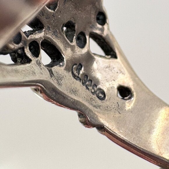 VTG Sterling Silver 925 Jade Bezel Set Scroll Shoulders Statement Ring Size 10 - Picture 6 of 10